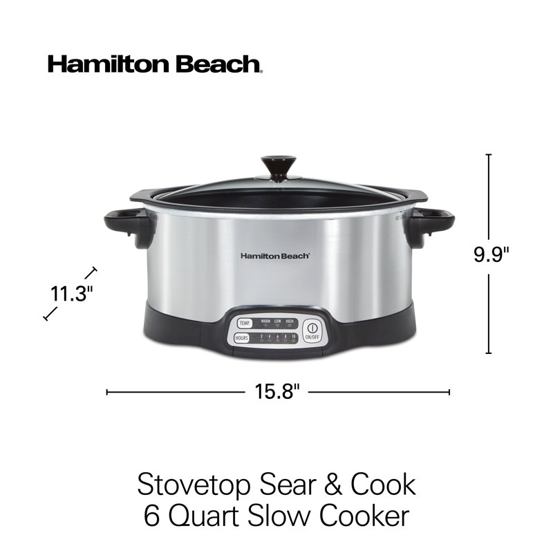 Hamilton Beach Stovetop Sear & Cook Slow Cooker 6 Quart Capacity
